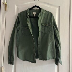 Button Up Army Green Jacket with Gold Detail